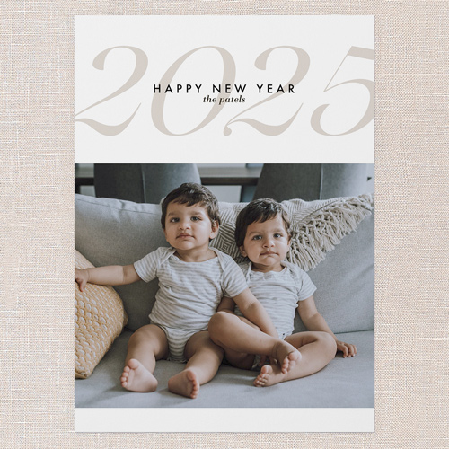 Large Year Header New Year's Card, White, 5x7 Flat, New Year, Standard Smooth Cardstock, Square