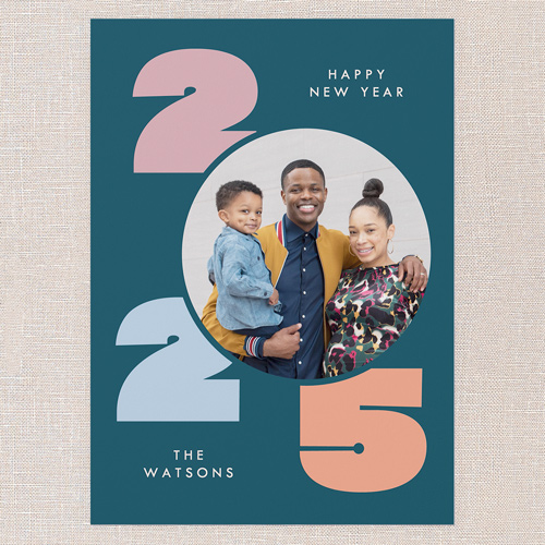 Colorful Charm New Year's Card, Blue, 5x7 Flat, New Year, Pearl Shimmer Cardstock, Square