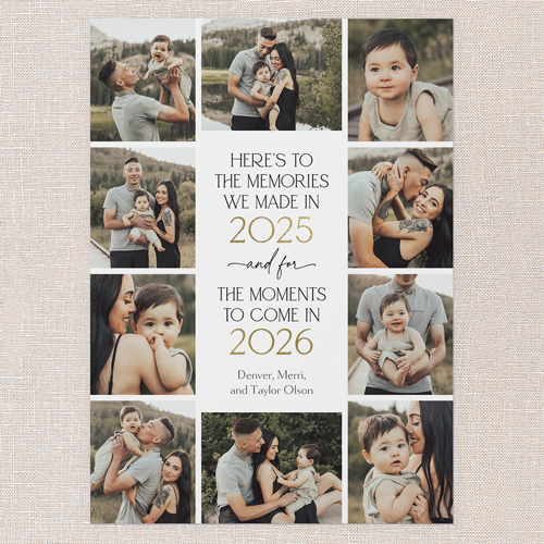 Memorable Memories New Year's Card, White, 5x7 Flat, New Year, Standard Smooth Cardstock, Square, White
