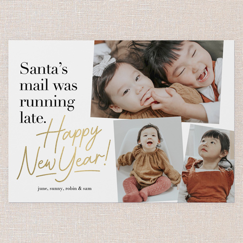 Running Late New Year's Card, White, 5x7 Flat, New Year, Luxe Double-Thick Cardstock, Square