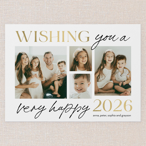 Very Happy New Year's Card, White, 5x7 Flat, New Year, Pearl Shimmer Cardstock, Square, White