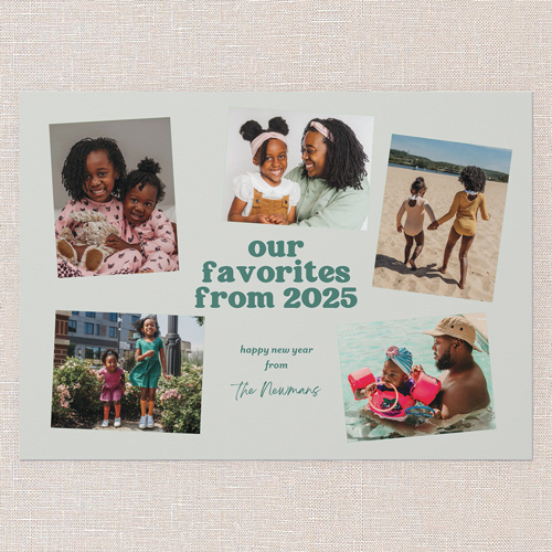 Minimal Scrapbook New Year's Card, Green, 5x7 Flat, New Year, Pearl Shimmer Cardstock, Square, Mint