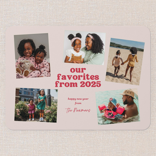 Minimal Scrapbook New Year's Card, Pink, 5x7 Flat, New Year, Pearl Shimmer Cardstock, Rounded, Blush