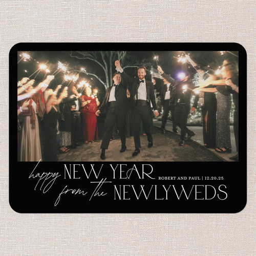 Joyful Vows New Year's Card, Black, 5x7 Flat, New Year, Matte, Signature Smooth Cardstock, Rounded, Rich Black