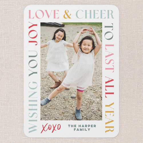 All Around Joy New Year's Card, White, 5x7 Flat, New Year, 100% Recycled Cardstock , Rounded, White