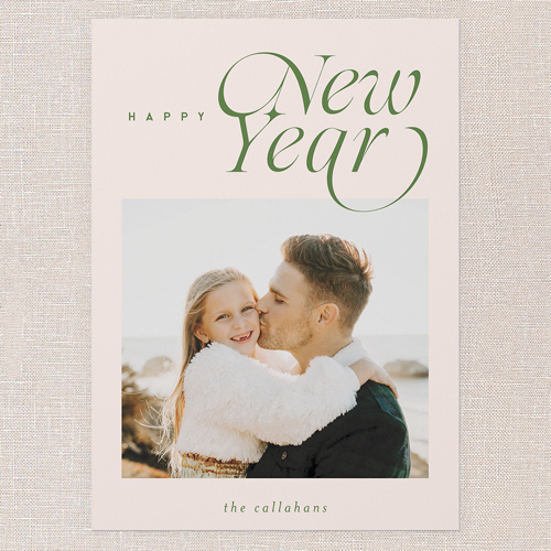Modern Script Greeting New Year's Card, Beige, 5x7 Flat, New Year, Matte, Signature Smooth Cardstock, Square, Nude