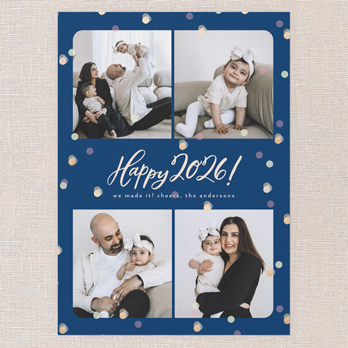 Confetti Moments New Year's Card, Blue, 5x7 Flat, New Year, Matte, Signature Smooth Cardstock, Square, Nautical
