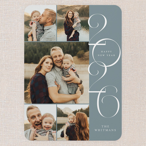 Modern Year Montage New Year's Card, Grey, 5x7 Flat, New Year, 100% Recycled Cardstock , Rounded, Ore