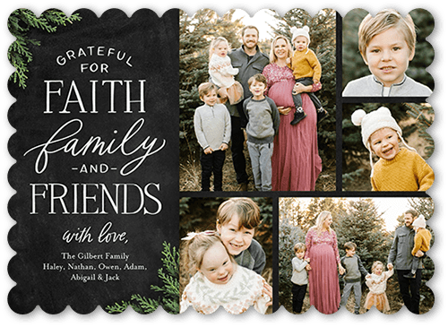 Faith and Family Religious Christmas Card, Black, 5x7 Flat, Religious, Matte, Signature Smooth Cardstock, Scallop