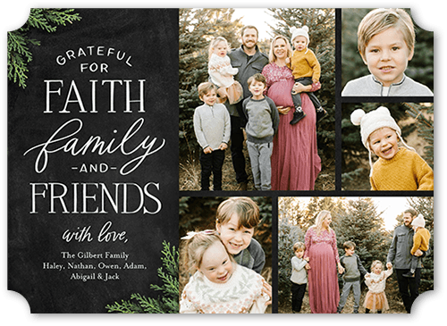 Faith and Family Religious Christmas Card, Black, 5x7 Flat, Religious, Pearl Shimmer Cardstock, Ticket