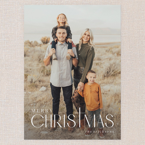 Christmas Cross Religious Christmas Card, White, 5x7 Flat, Religious, Luxe Double-Thick Cardstock, Square, White