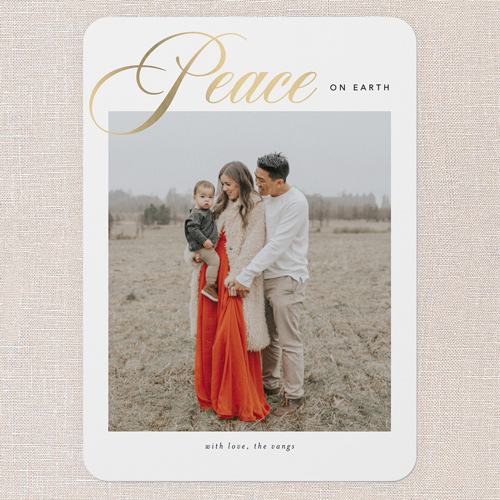 Promised Peace Religious Christmas Card, White, 5x7 Flat, Religious, 100% Recycled Cardstock , Rounded