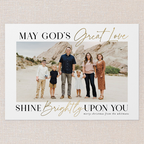 Beam Brightly Religious Christmas Card, White, 5x7 Flat, Religious, Luxe Double-Thick Cardstock, Square, White