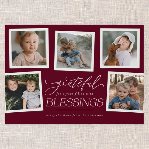 Blessed Gallery Religious Christmas Card, Red, 5x7 Flat, Religious, 100% Recycled Cardstock , Square, Velvet