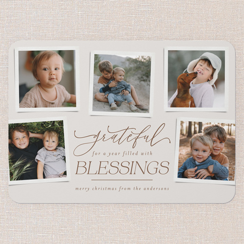 Blessed Gallery Religious Christmas Card, Beige, 5x7 Flat, Religious, 100% Recycled Cardstock , Rounded, Cream