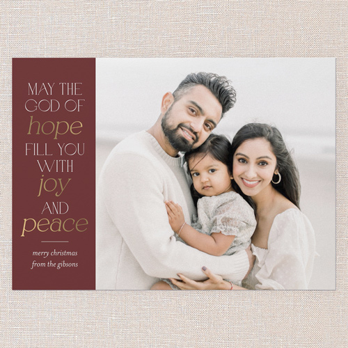 Hopeful Wishes Religious Christmas Card, Red, 5x7 Flat, Religious, Pearl Shimmer Cardstock, Square, Marsala