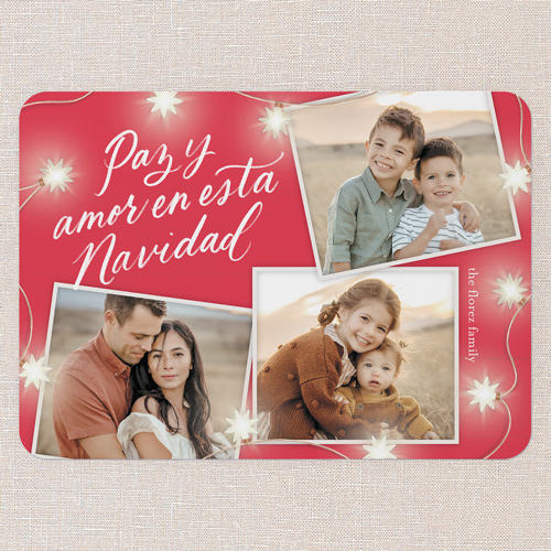 Bright Star Tarjeta de Navidad, Red, 5x7 Flat, Feliz Navidad, Matte, Signature Smooth Cardstock, Rounded, Tomato