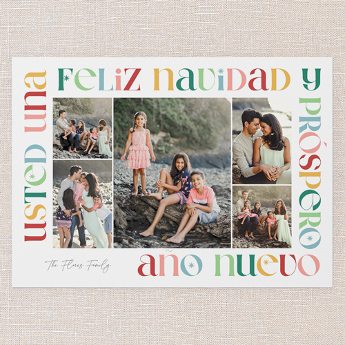 Multicolored Frame Tarjeta de Navidad, White, 5x7 Flat, Feliz Navidad, Matte, Signature Smooth Cardstock, Square, White
