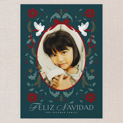 Peaceful Gathering Tarjeta de Navidad, Blue, 5x7 Flat, Feliz Navidad, 100% Recycled Cardstock , Square, Neptune