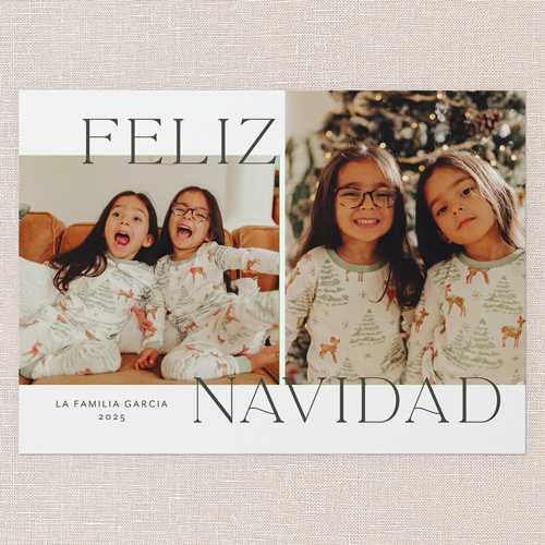 Minimalist Spirit Tarjeta de Navidad, White, 5x7 Flat, Feliz Navidad, Matte, Signature Smooth Cardstock, Square, White