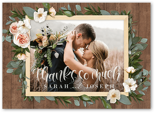 Bohemian Flowers Wedding Thank You Card, Brown, 5x7 Flat, 100% Recycled Cardstock , Square