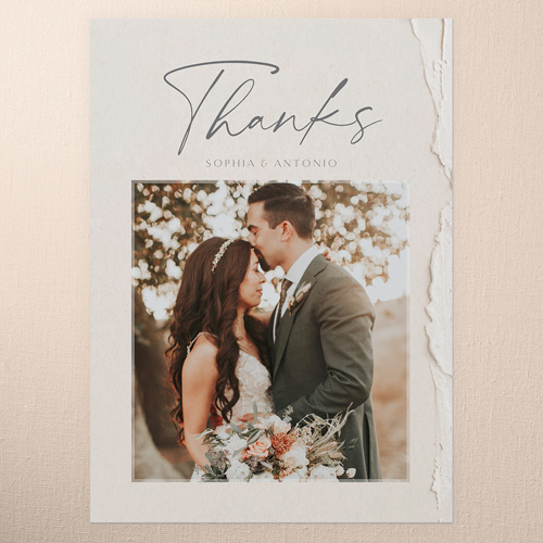 Torn Textures Wedding Thank You Card, Beige, 5x7 Flat, Matte, Signature Smooth Cardstock, Square