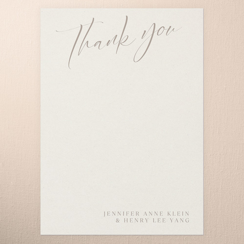 Classic Beauty Wedding Thank You Card, Beige, none, 5x7 Flat, Pearl Shimmer Cardstock, Square