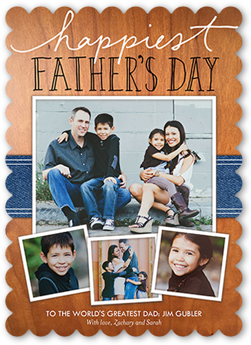 Happiest Handwritten Father's Day Card, Brown, Matte, Signature Smooth Cardstock, Scallop