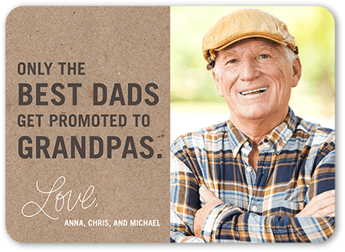 Promoted to Grandpa Father's Day Card, Grey, 5x7 Flat, Pearl Shimmer Cardstock, Rounded