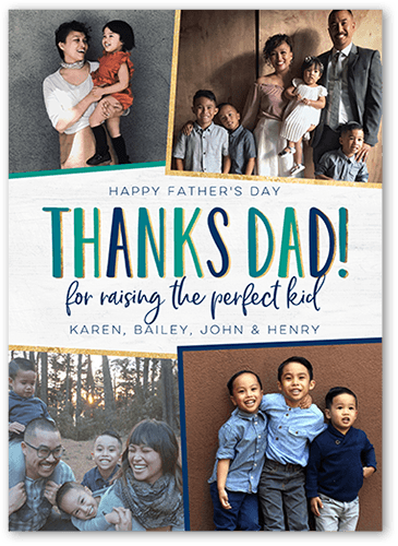 Perfect Kid Father's Day Card, White, 5x7 Flat, Luxe Double-Thick Cardstock, Square