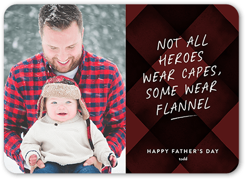 Flannel Hero Father's Day Card, Red, 5x7 Flat, Standard Smooth Cardstock, Rounded