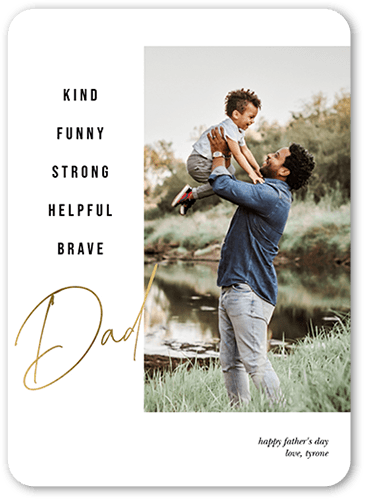 Loving Qualities Father's Day Card, White, 5x7 Flat, 100% Recycled Cardstock , Rounded, White