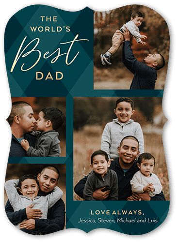 Best Dad Plaid Father's Day Card, Blue, 5x7, Matte, Signature Smooth Cardstock, Bracket