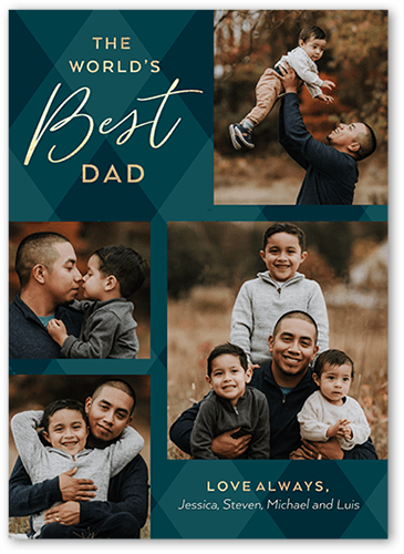 Best Dad Plaid Father's Day Card, Blue, 5x7 Flat, Matte, Signature Smooth Cardstock, Square