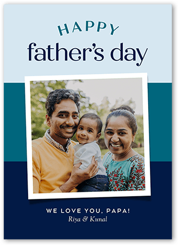 Framed Colors Father's Day Card, Blue, 5x7 Flat, Pearl Shimmer Cardstock, Square, Baltic