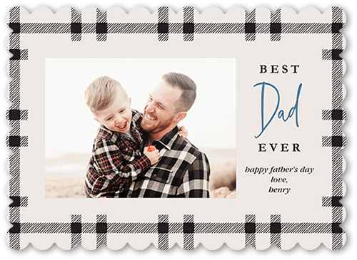 Best Dad Flannel Father's Day Card, Grey, 5x7 Flat, Pearl Shimmer Cardstock, Scallop
