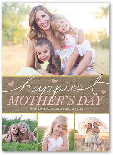Happiest Hearts Mother's Day Card, Brown, Luxe Double-Thick Cardstock, Square