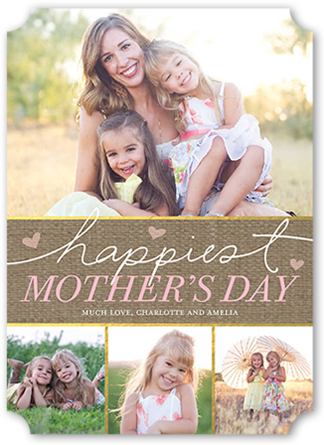 Happiest Hearts Mother's Day Card, Brown, Pearl Shimmer Cardstock, Ticket