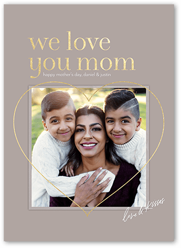 Love Mom Mother's Day Card, Brown, 5x7 Flat, Standard Smooth Cardstock, Square, Taupe