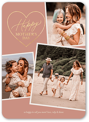 Stacked Frames Mom Mother's Day Card, Pink, 5x7 Flat, Matte, Signature Smooth Cardstock, Rounded