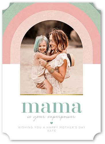 Rainbow Mama Mother's Day Card, Pink, 5x7 Flat, Pearl Shimmer Cardstock, Ticket