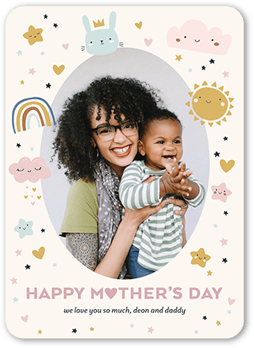 Charming Figures Mother's Day Card, Beige, 5x7 Flat, 100% Recycled Cardstock , Rounded, Antique White