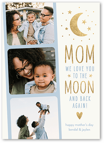 Moon And Back Mother's Day Card, White, 5x7 Flat, Standard Smooth Cardstock, Square