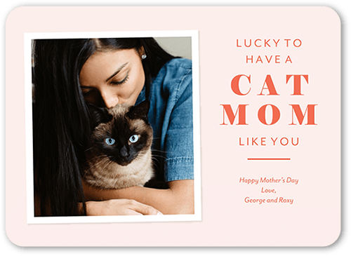 Cat Mom Mother's Day Card, Rounded Corners