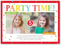 bright party time twin birthday invitation 5x7 flat