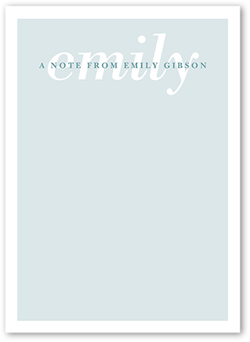 Simple Memo Personal Stationery, Blue, 5x7 Flat, Matte, Signature Smooth Cardstock, Square