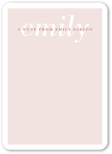 Simple Memo Personal Stationery, Pink, 5x7 Flat, Pearl Shimmer Cardstock, Rounded