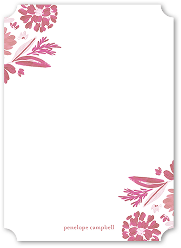 Bunched Corners Personal Stationery, Pink, 5x7 Flat, Pearl Shimmer Cardstock, Ticket