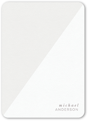 Forward Diagonal Personal Stationery, Grey, 5x7 Flat, Pearl Shimmer Cardstock, Rounded