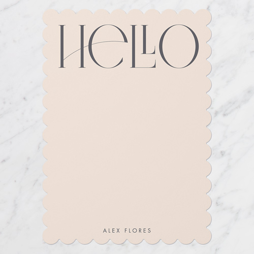 Stylized Welcome Personal Stationery, Beige, 5x7 Flat, Pearl Shimmer Cardstock, Scallop